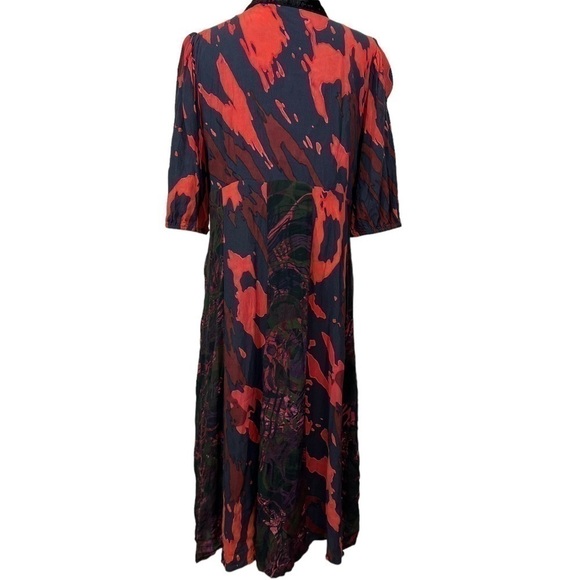Soft Surroundings Midi Dress 18p Boho Cottagecore Festival Lined Velvet Trim - Picture 2 of 12